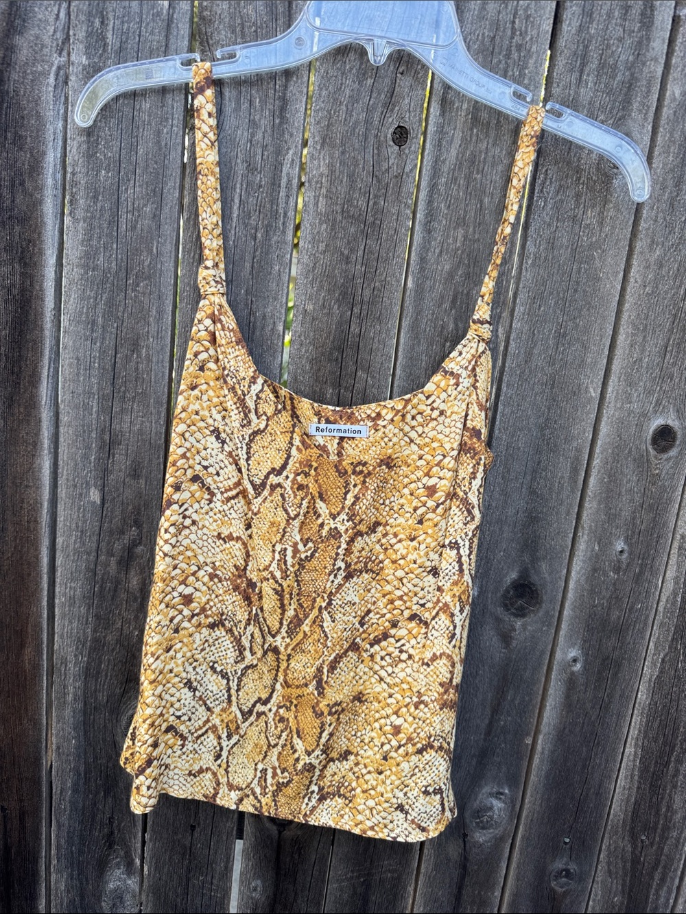 Reformation Snake-Print Cami in Yellow and Brown